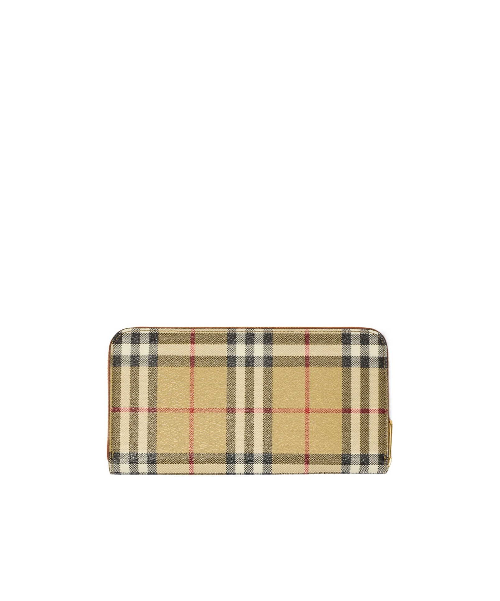 Burberry Check Zip Wallet In Brown