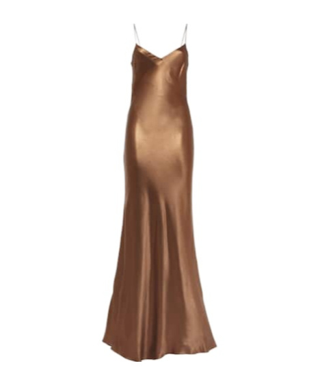 Galvan Provence Satin Maxi Dress In Brown