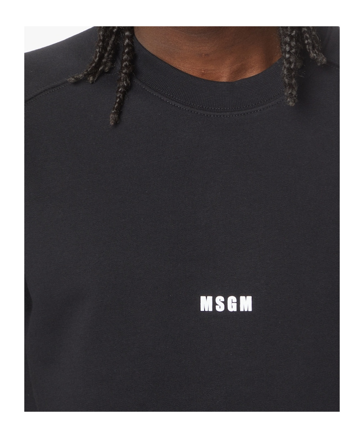 Msgm Long-sleeved Sweater In Black