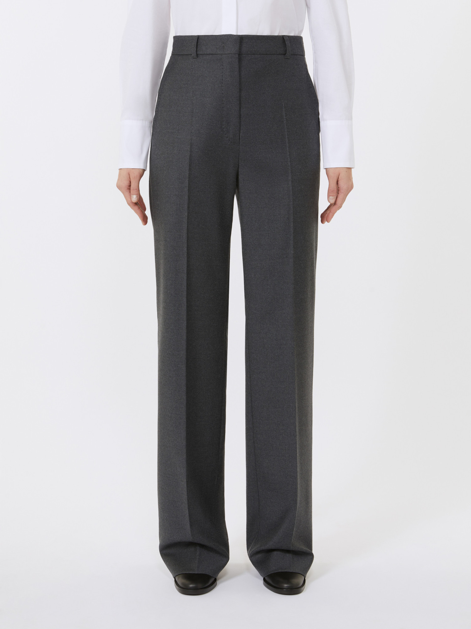 Max Mara Stretch Flannel Trousers In Gray