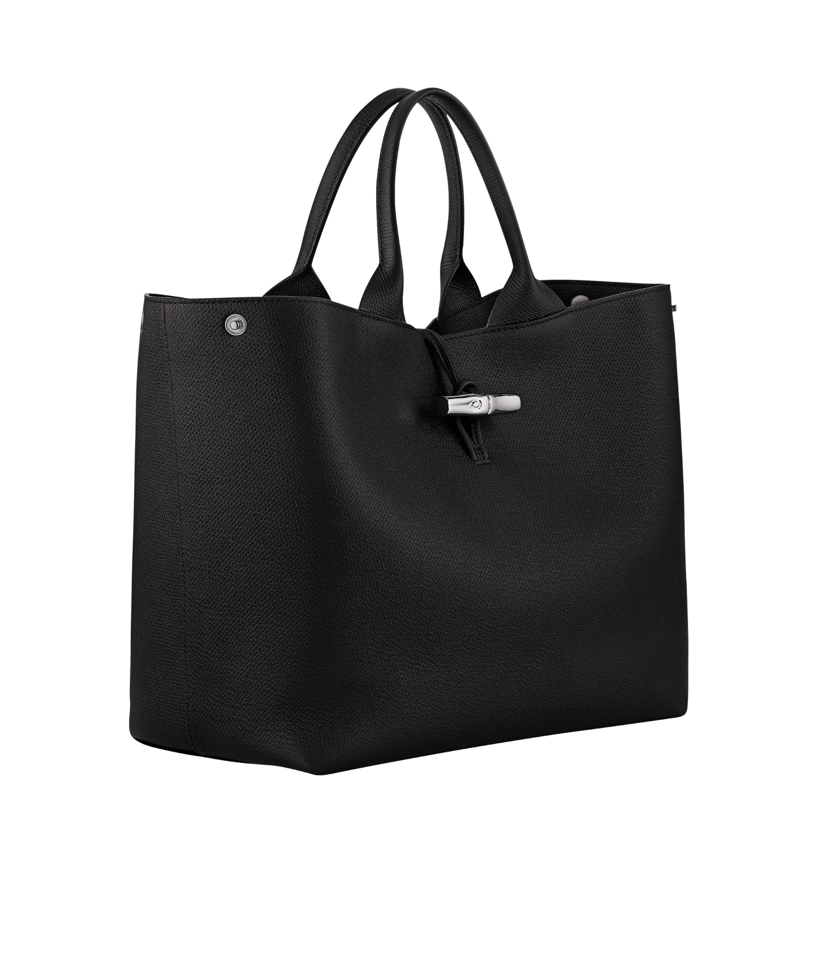 Longchamp Larger Le Roseau Leather Tote In Black