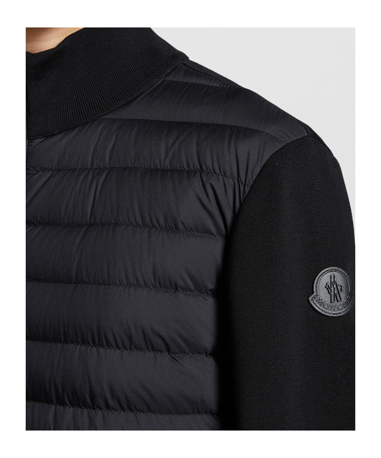 Moncler Men's Navy Stretch Cotton Blend Cardigan In Black