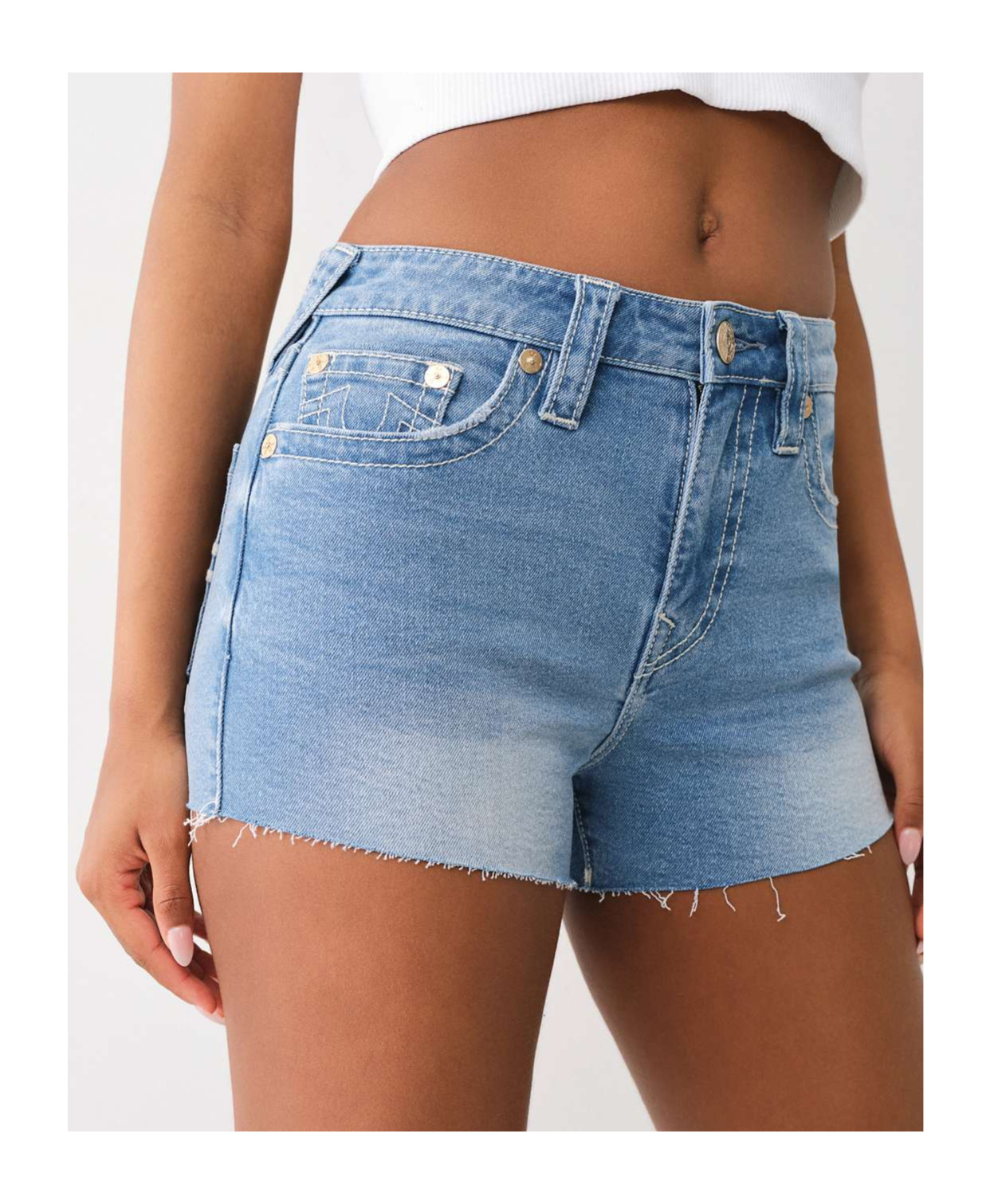 TRUE RELIGION MULTI-POCKET DENIM SHORTS 