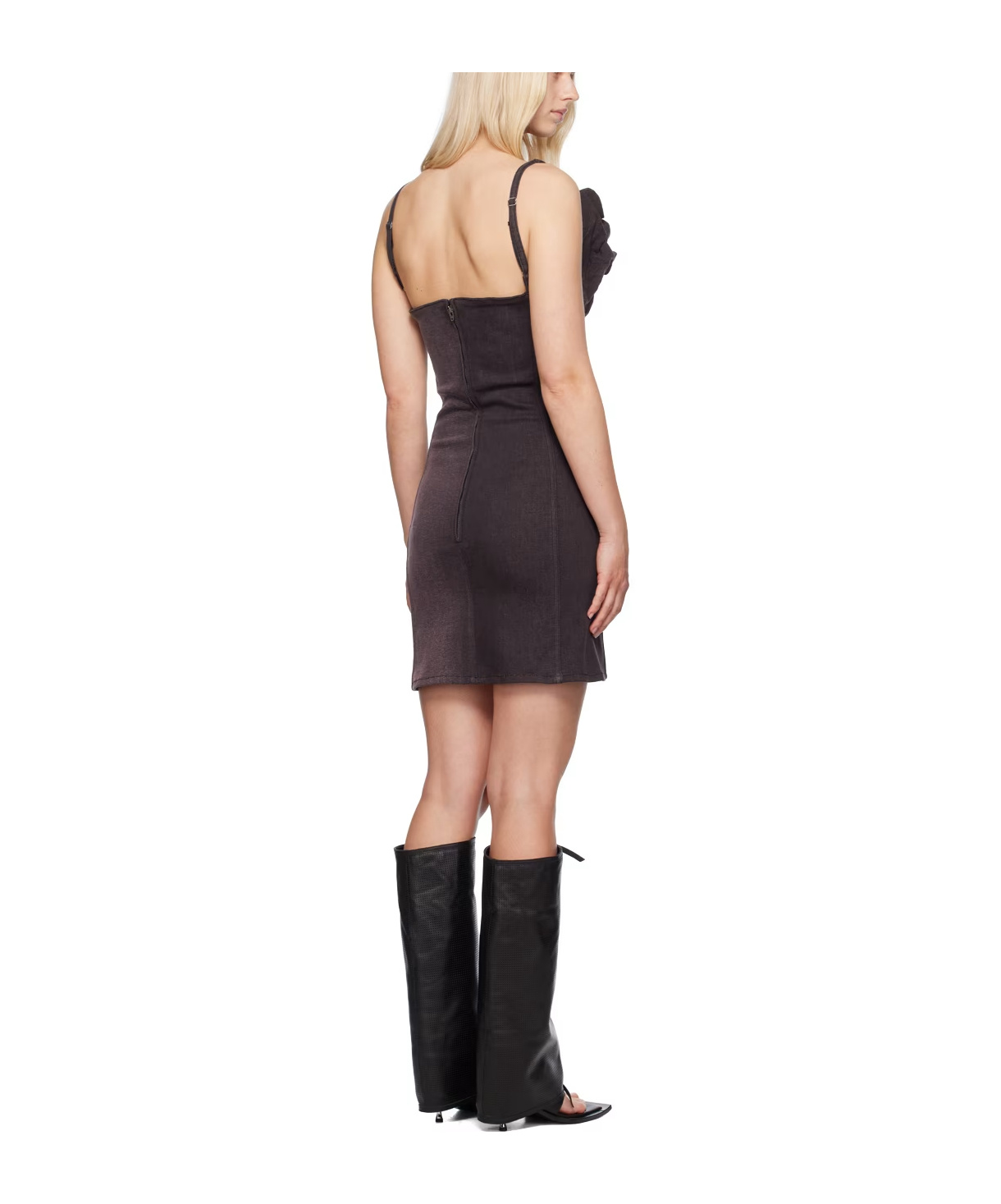 Y/project Denim Mini Dress In Black
