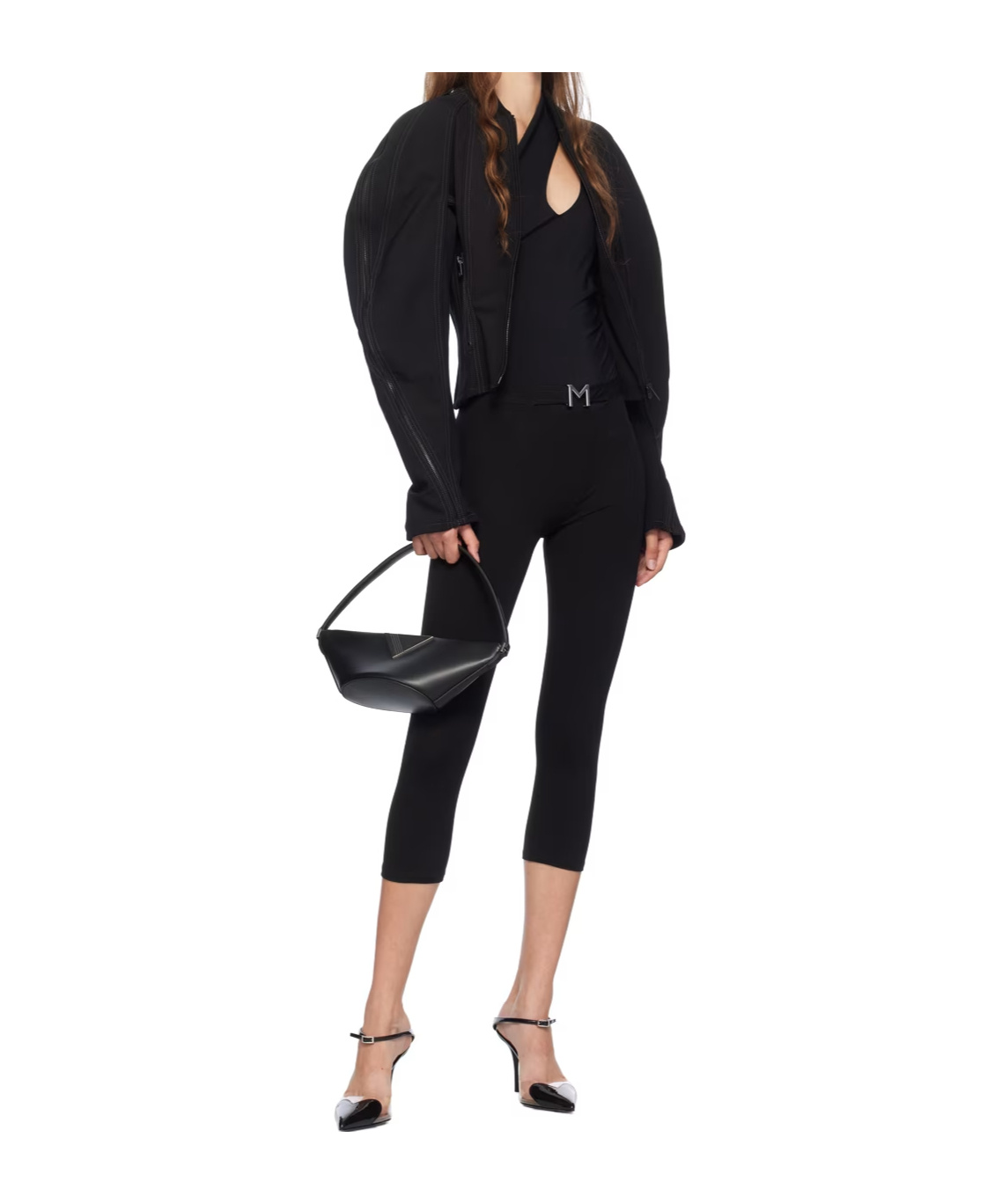 Mugler Zipped Sculpted Sleeves Jacket In Black