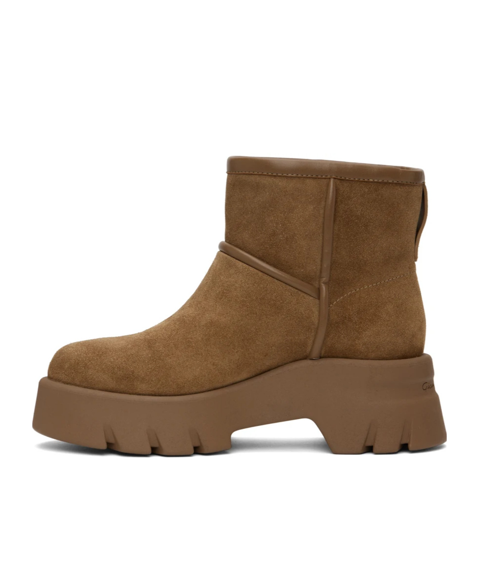 GIANVITO ROSSI ROUND HEAD THICK SOLE SHORT BOOTS