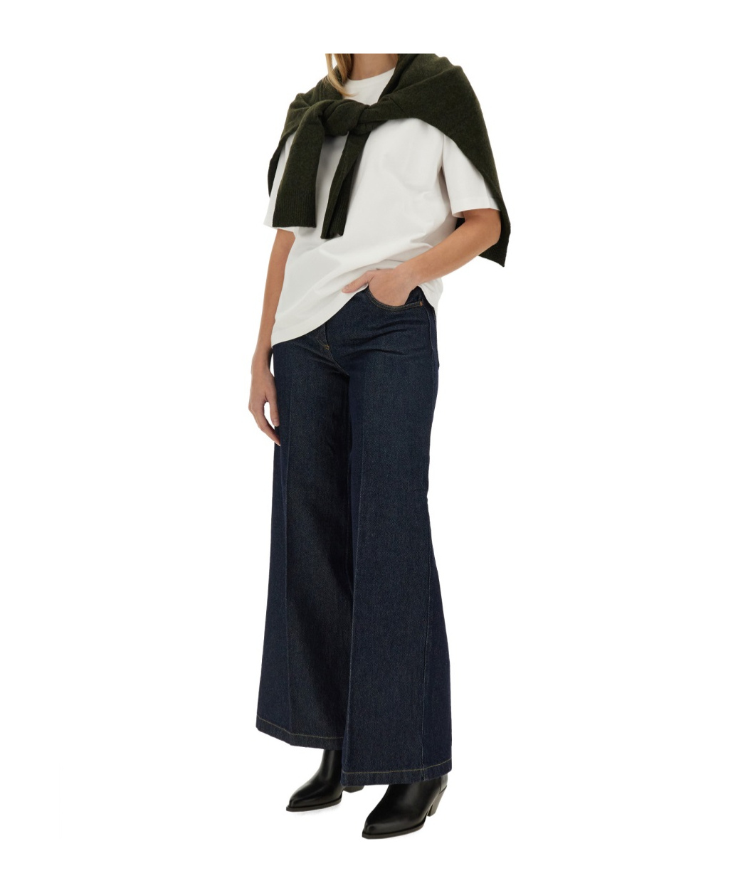 Aspesi High-waisted Wide-leg Jeans With Flared Silhouette