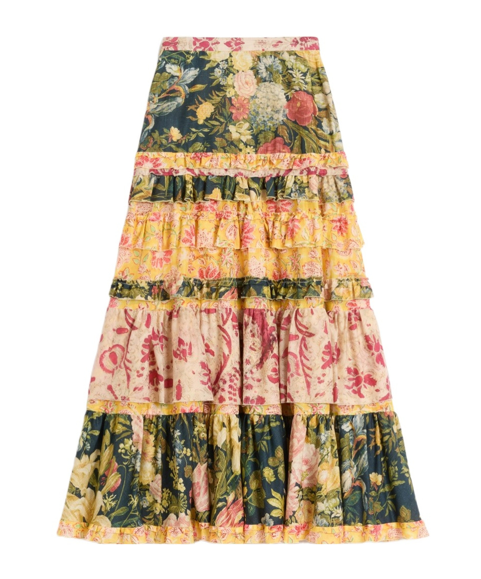 Valentino Multicolor Apres Lhiver Tiered Skirt In Multi