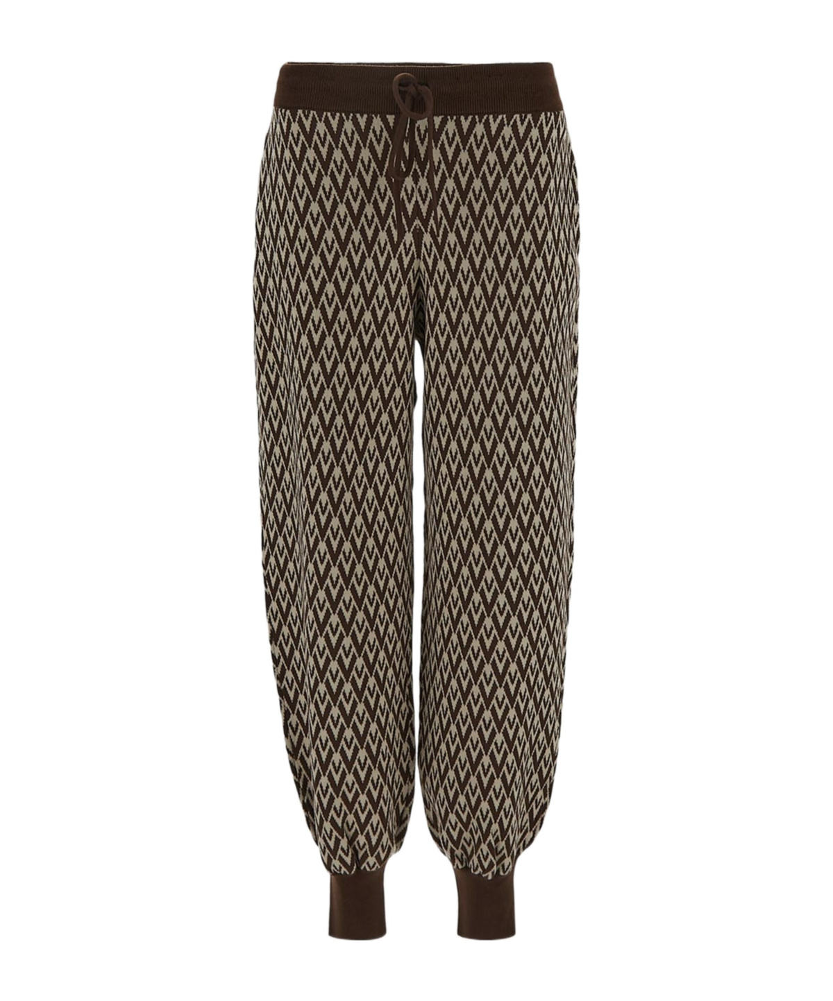 Valentino Chevron-pattern Drawstring Trousers In Brown