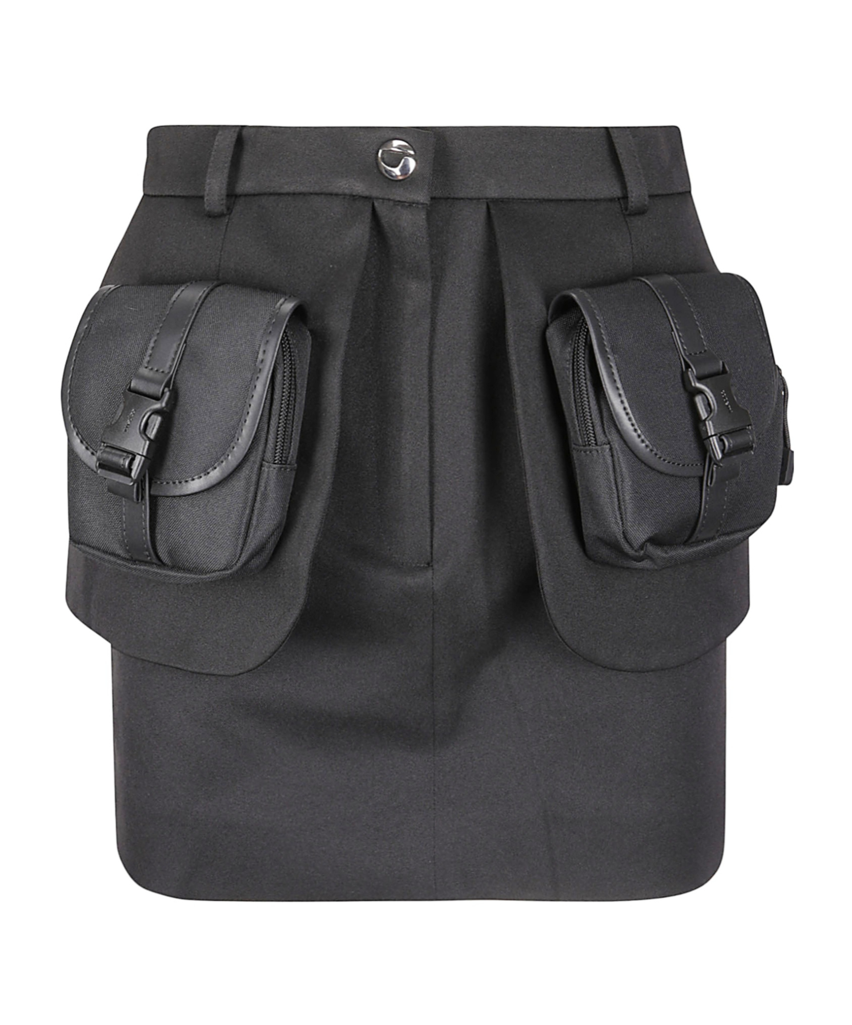 Coperni Structured Mini Skirt With Front Button In Black