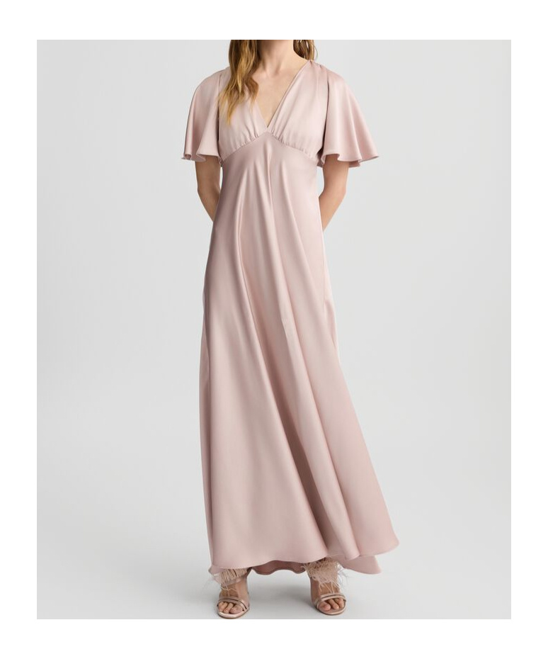 Shop Liu •jo Liu Jo V-neck Satin Maxi Dress In Pink
