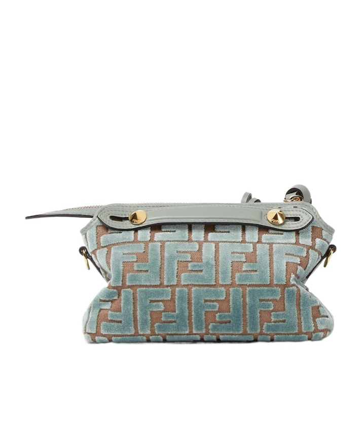 Fendi Matcha Green Ff Jacquard Velvet Mini-bag In Green