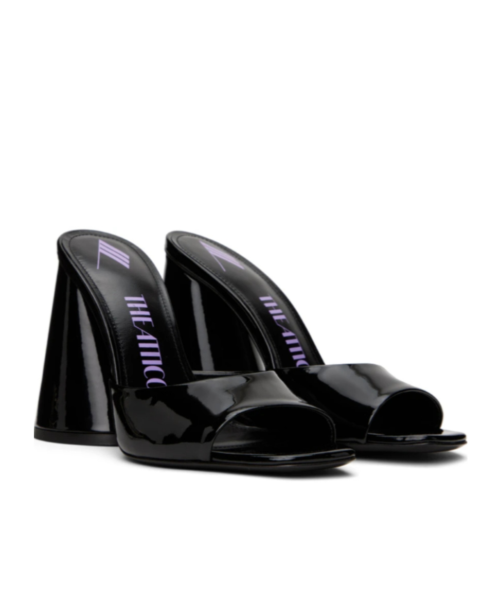 Attico Mini Devon 85 Patent Leather Sandals In Black