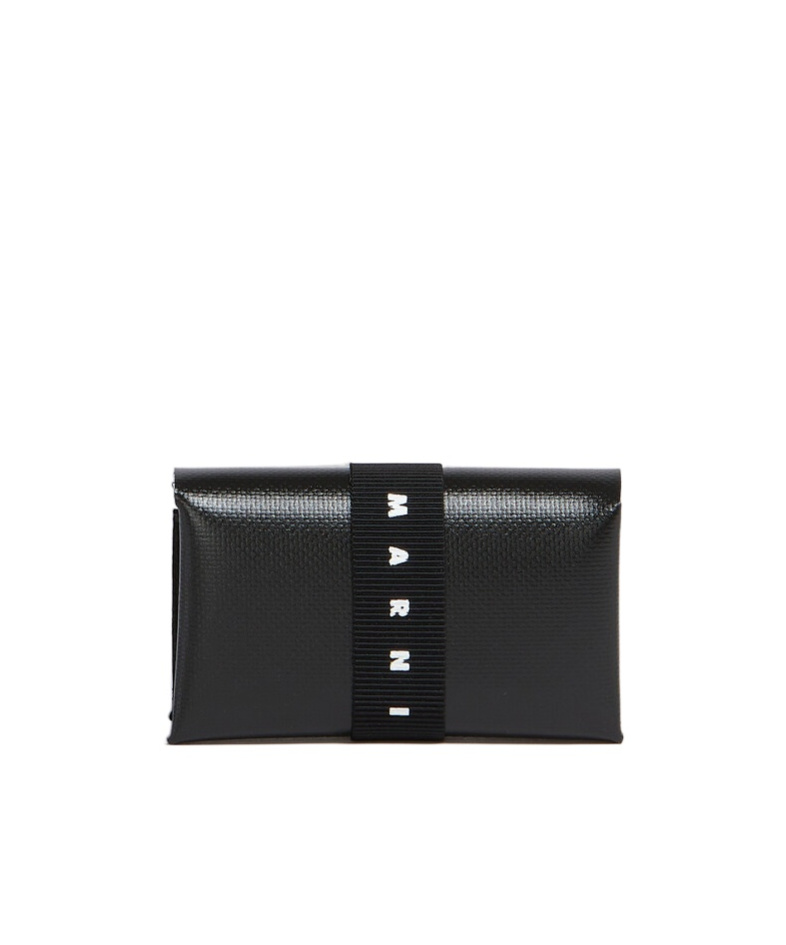 Marni Black Trifold Wallet With Logo Strap In Black