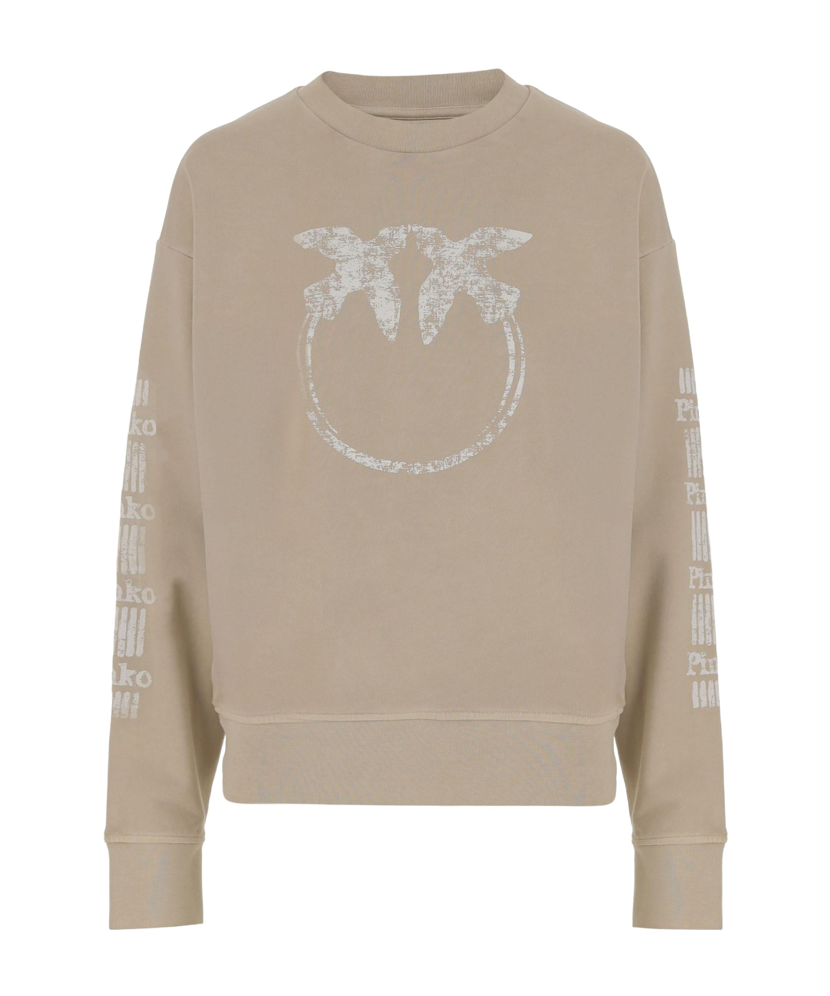 Shop Pinko Love Birds-print Sweatshirt In Nude