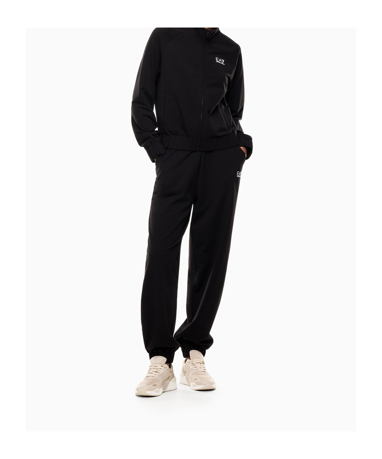 Ea7 Long-sleeved Sportswear Suit In Black