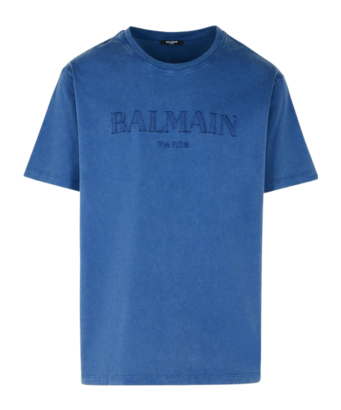 Shop Balmain Loose T-shirt With Vintage  Embroidery In Blue
