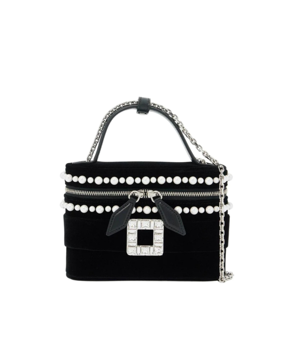 Roger Vivier Zippered Mini Cosmetic Bag In Black