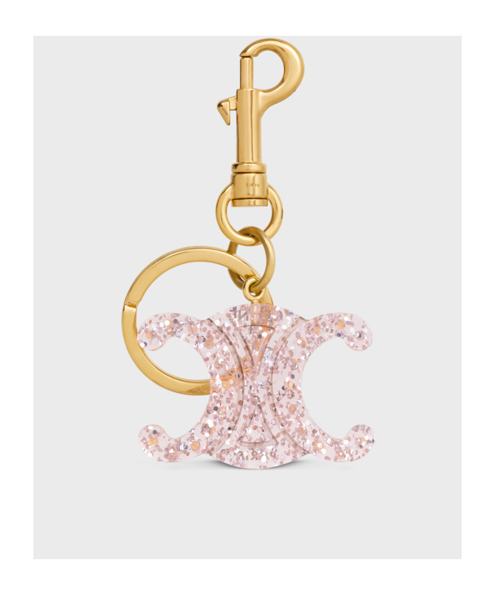 Shop Celine Triomphe Keyring Charm In Plexiglass In Nude
