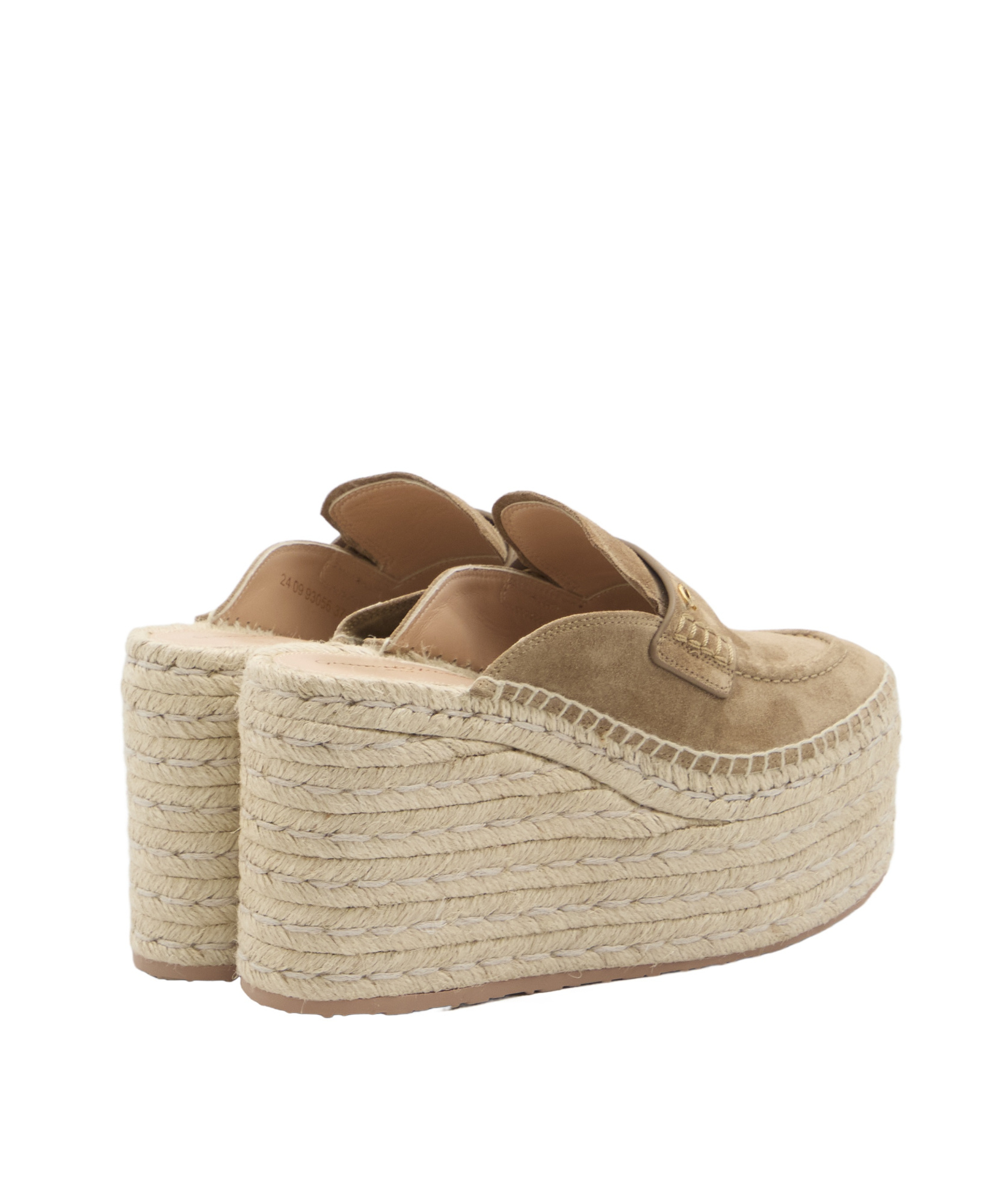 Gianvito Rossi Maxilla 105 Suede Espadrille Wedge Mules In Nude