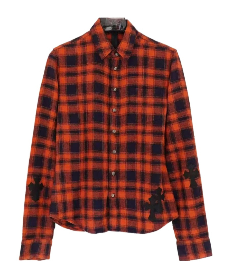 Chrome Hearts Long-sleeved Plaid Shirt In Red