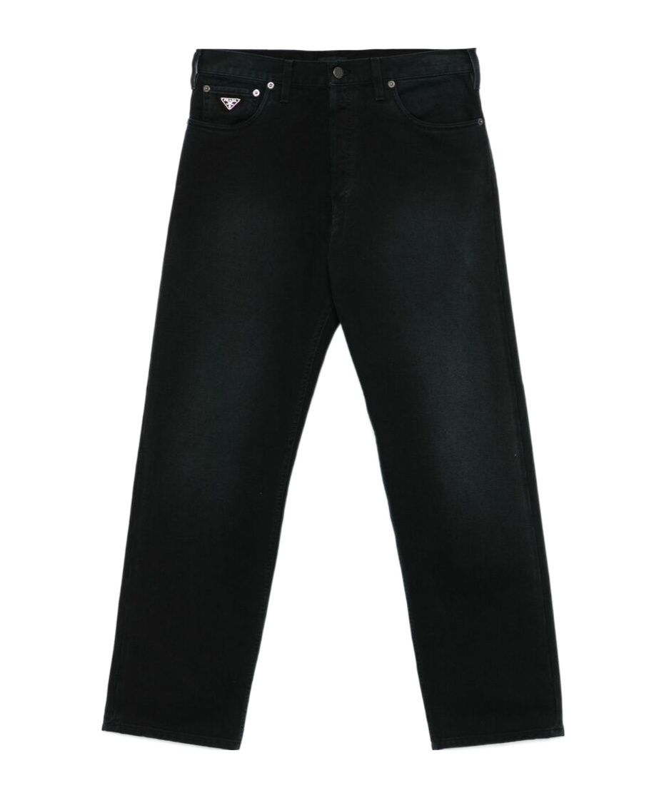 Prada Mens Black Straight-leg Regular Denim Jeans In Black