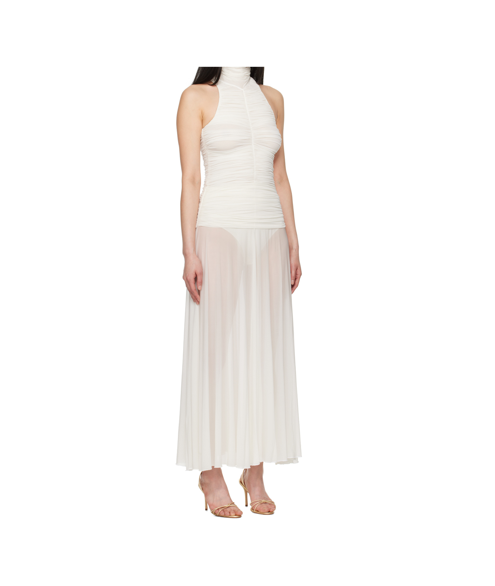 Shop Magda Butrym Turtleneck Dress In White