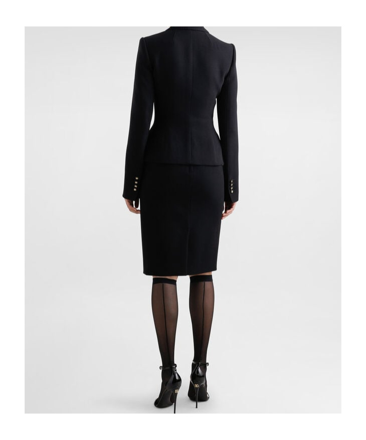 Dolce & Gabbana Black Wool Pencil Midi Skirt In Black