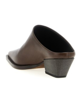 Brunello Cucinelli Western Leather Monili-heel Mules In Brown