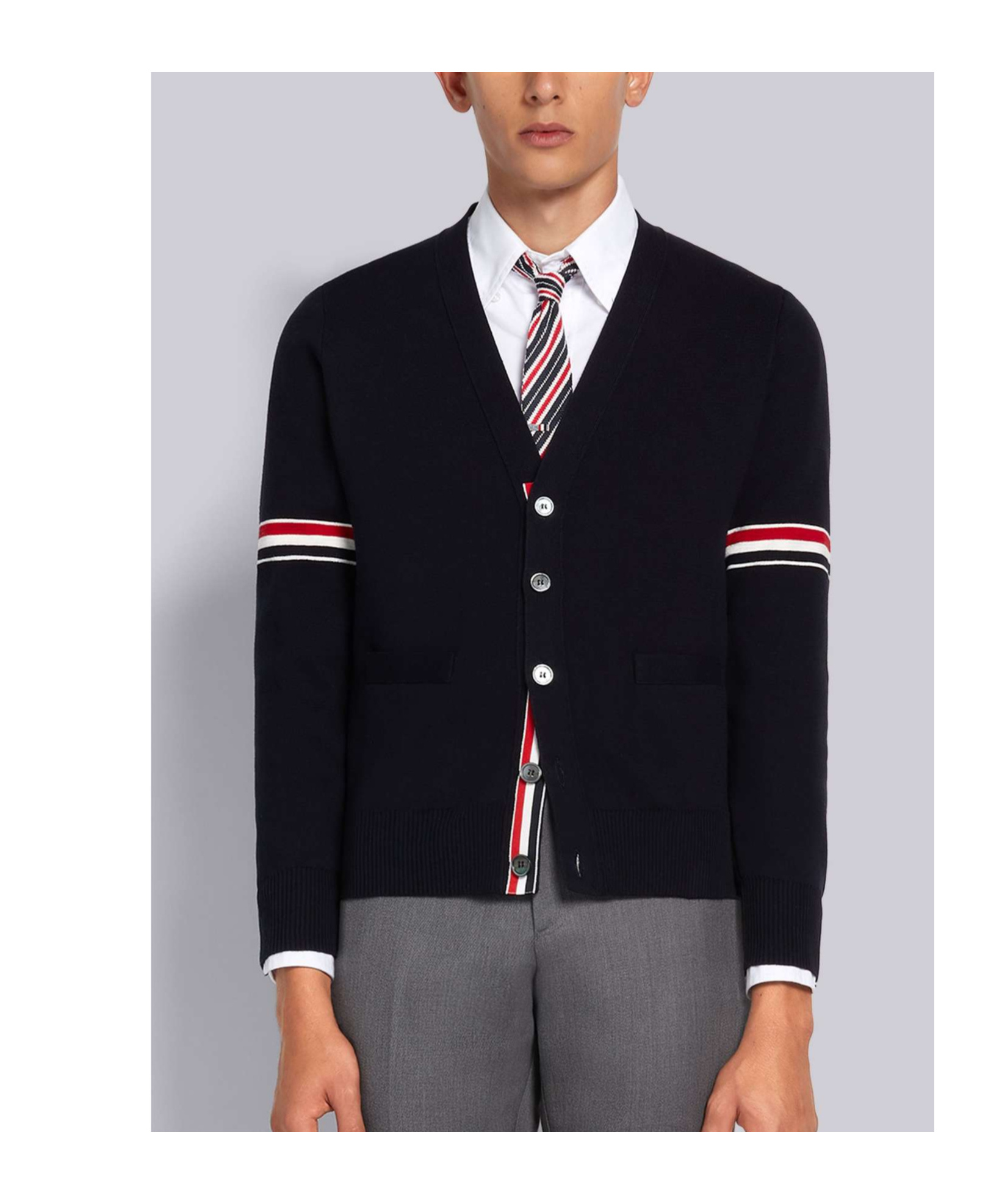 Thom Browne Rib Stitch Wool Cardigan In Black
