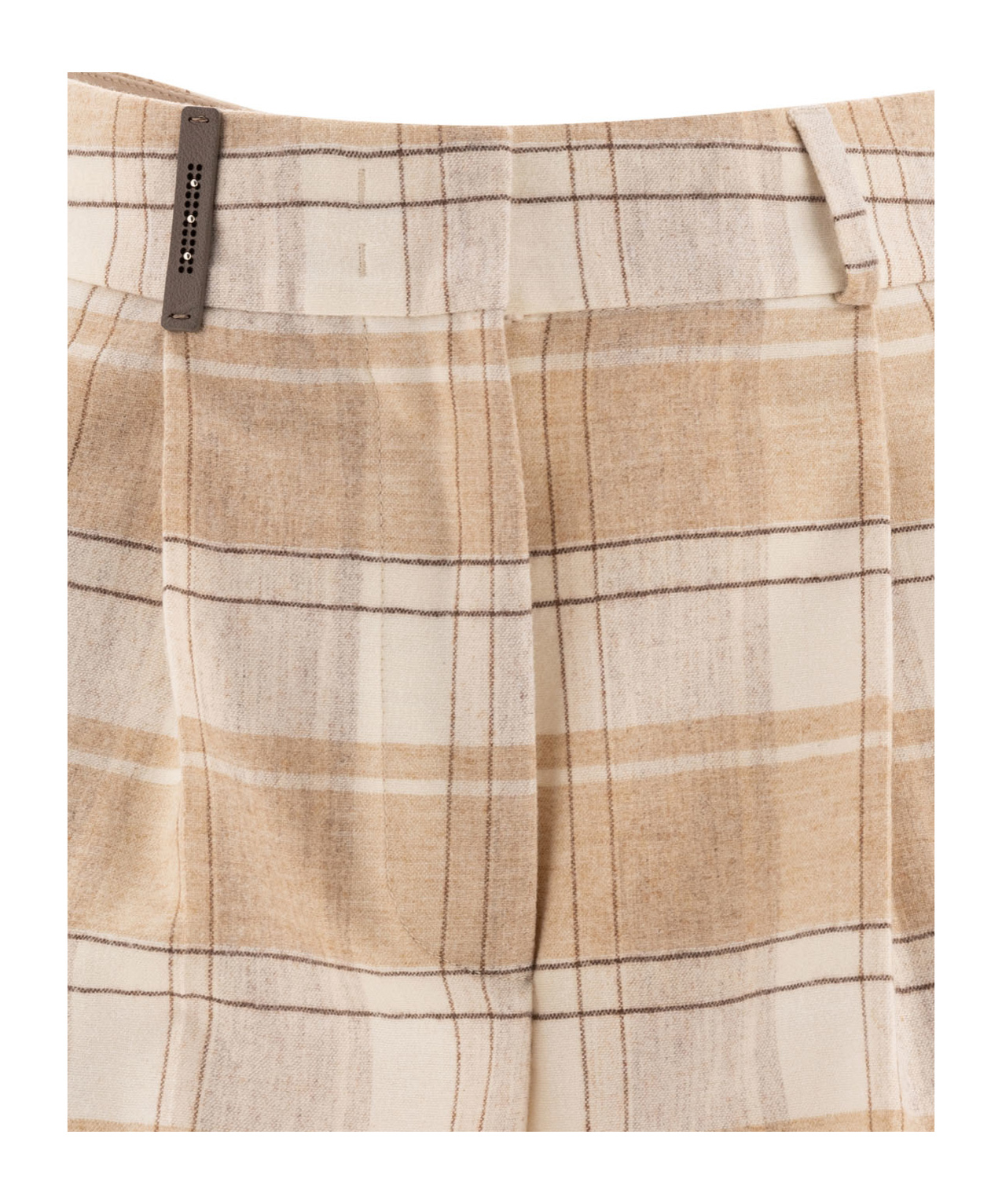 Shop Peserico Checked Wool Trousers In Nude