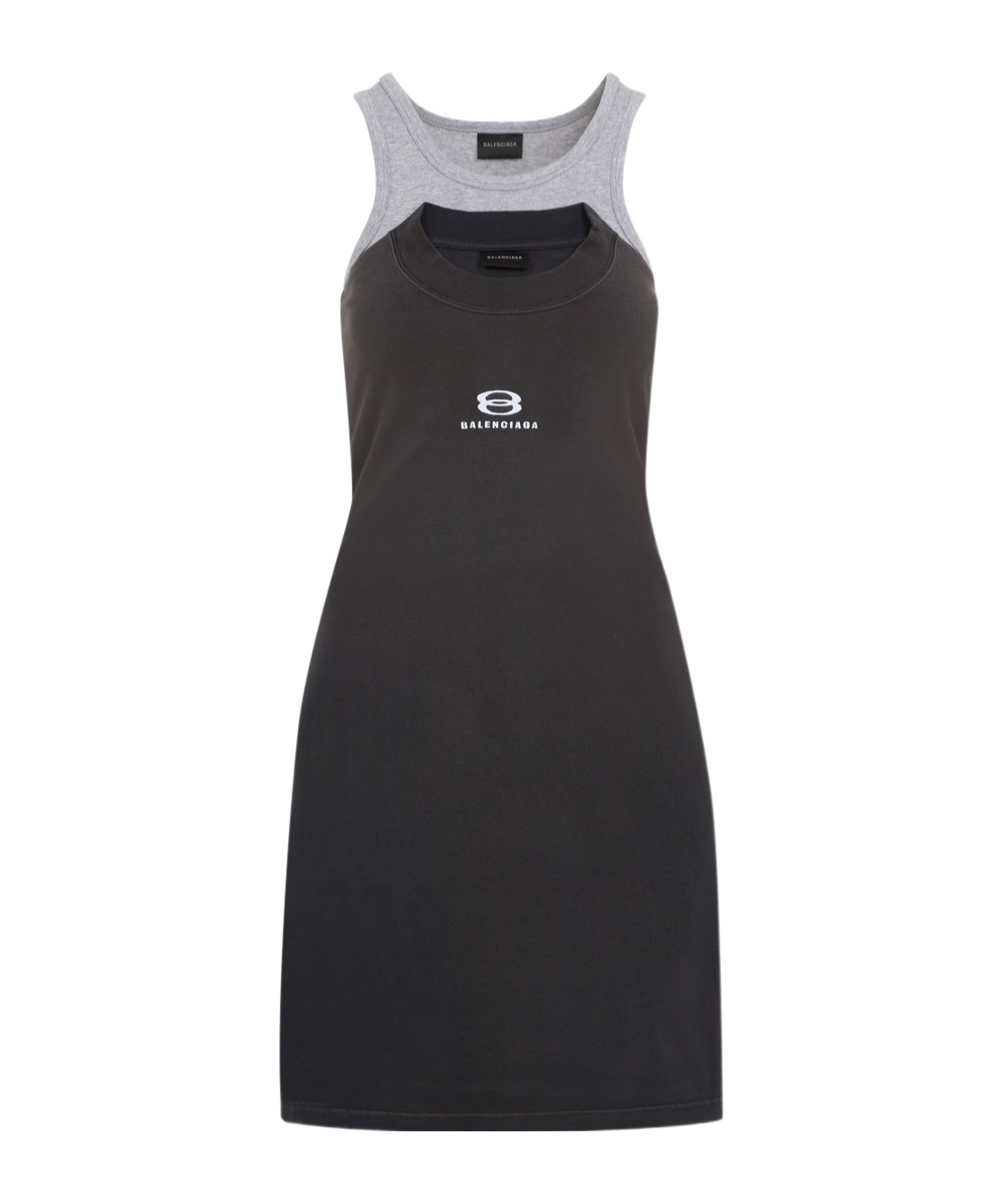 Balenciaga Logo-embroidered Layered Tank Top In Black