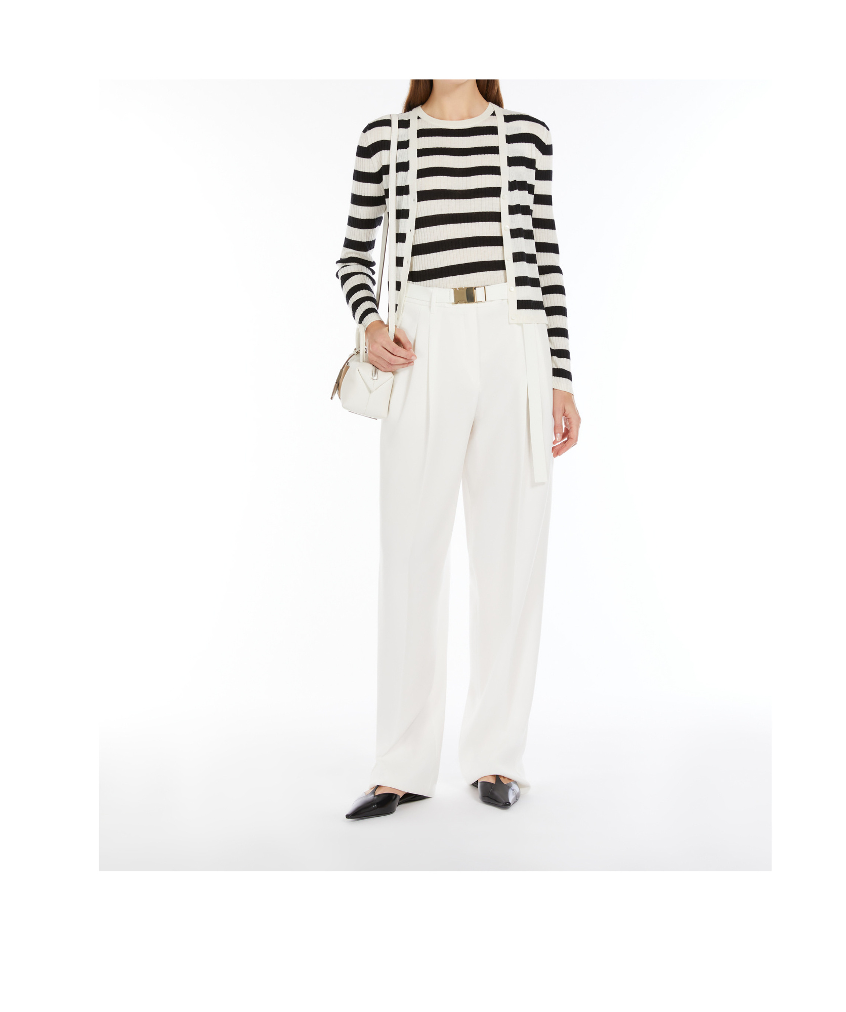 Shop Max Mara Rib-knit Wool And Silk Top In White