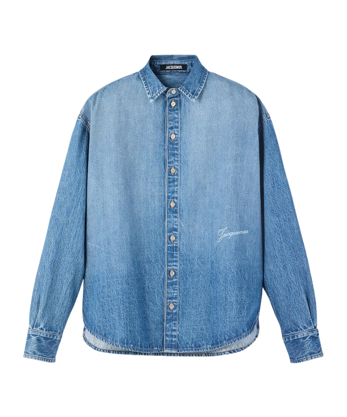 Jacquemus La Chemise De-nimes Simon With Embroidered Logo Clothing In Blue