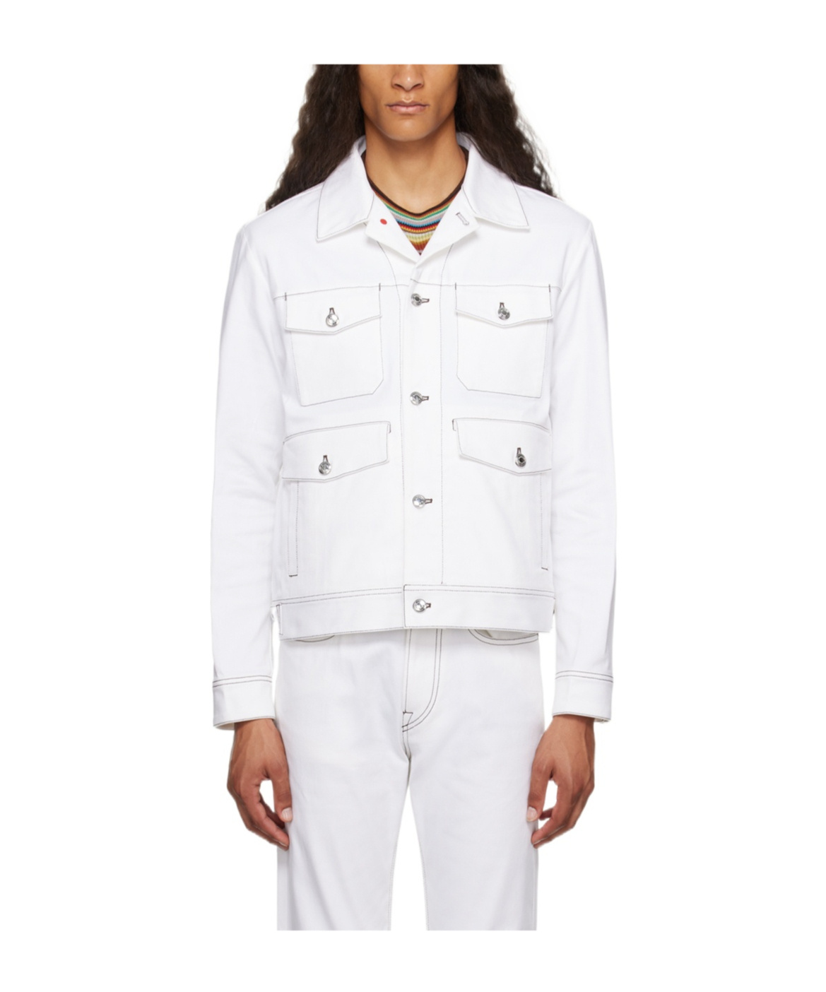 PAUL SMITH LAPEL LONG-SLEEVED DENIM JACKET