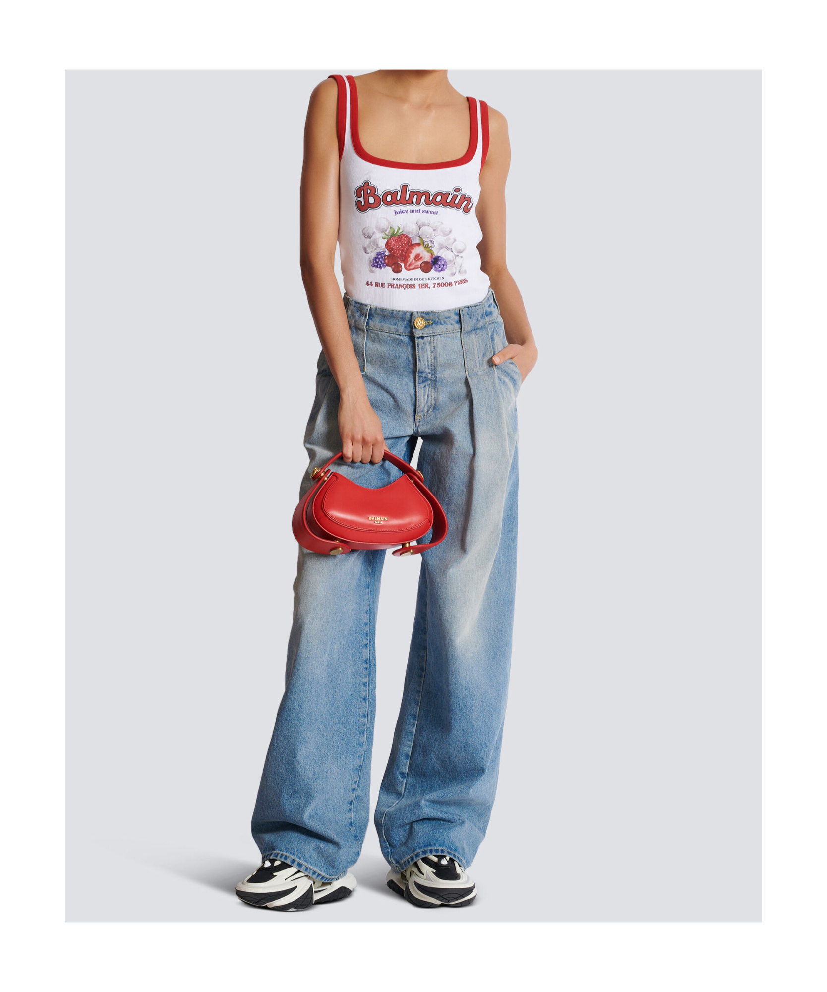 Balmain Fruit Square-neck Tank Top In White