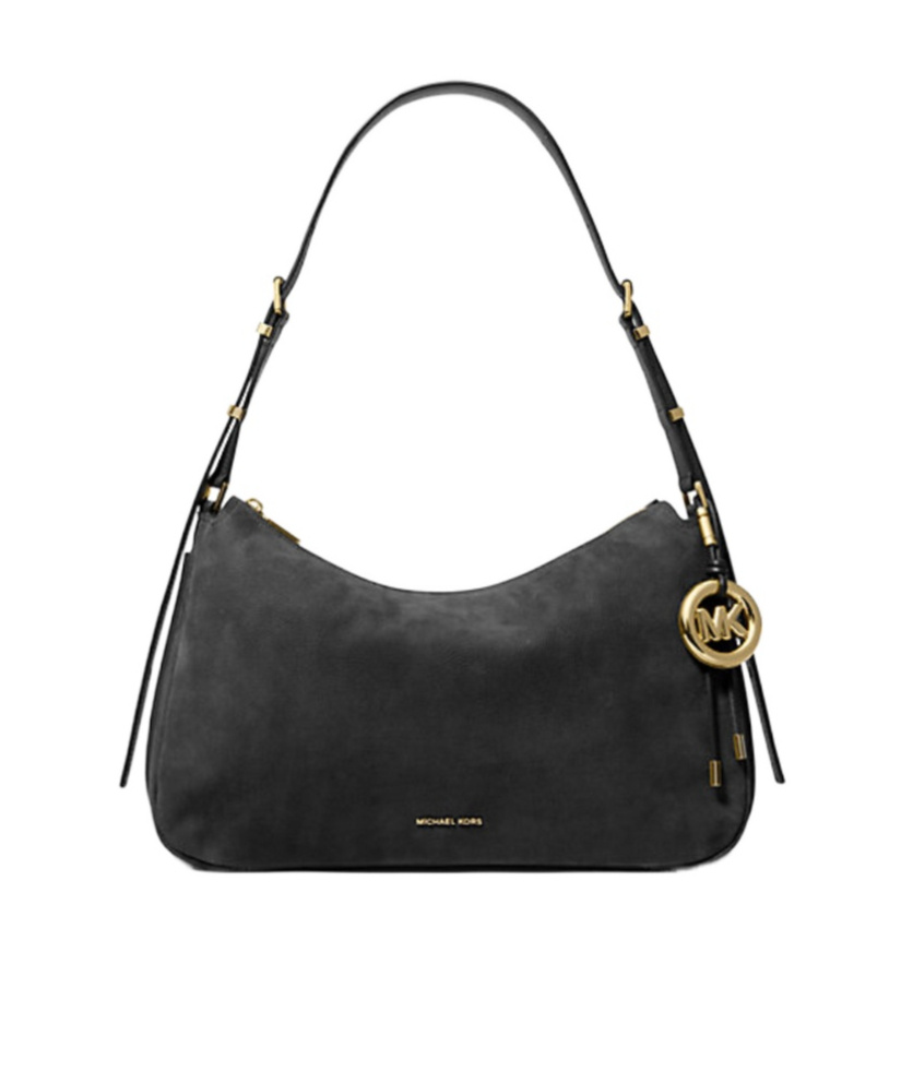 Michael Kors Nolita Medium Nubuck Convertible Shoulder Bag In Black