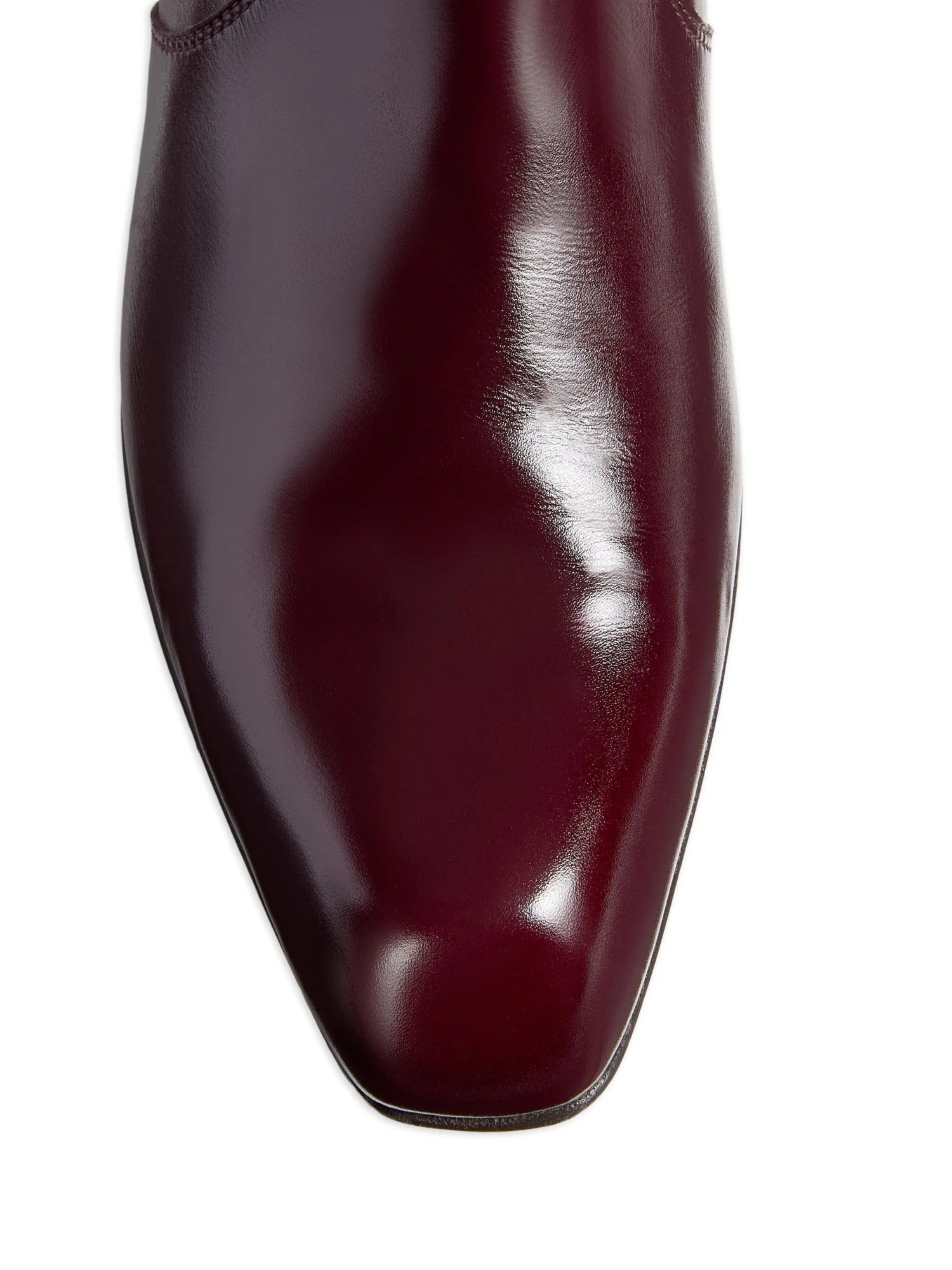 Khaite Colt Glossed Leather Ankle Boots In Burgundy