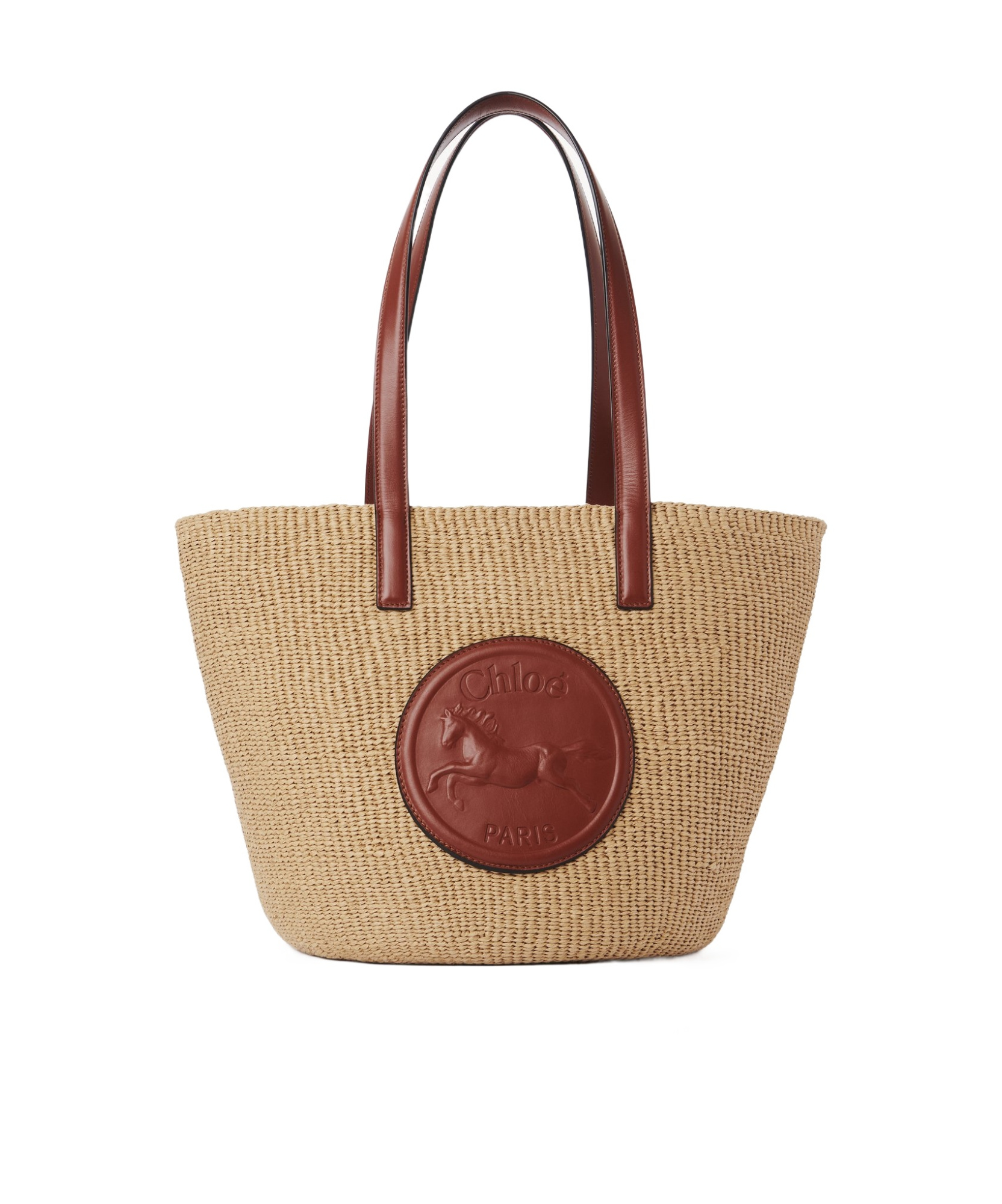 Chloé Beige Horse Medal Large Basket Bag In Nude