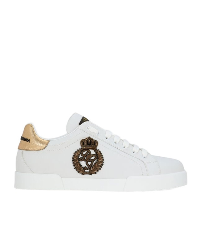 Dolce & Gabbana Portofino Sneakers In Calf Leather In White