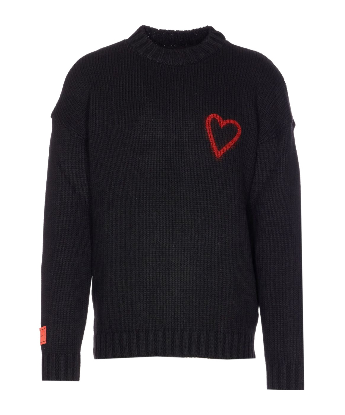 Vision Of Super Relaxed-fit Black Knit Sweatshirt With Heart Motif In Black