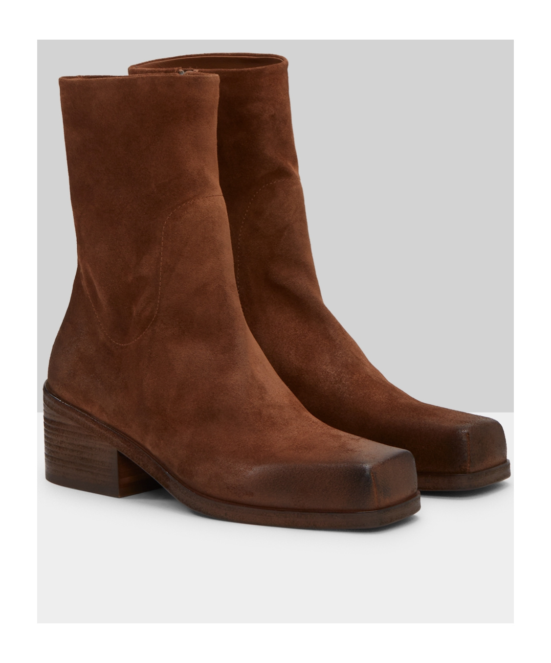 Marsèll 55mm Square-toe Suede Boots In Brown