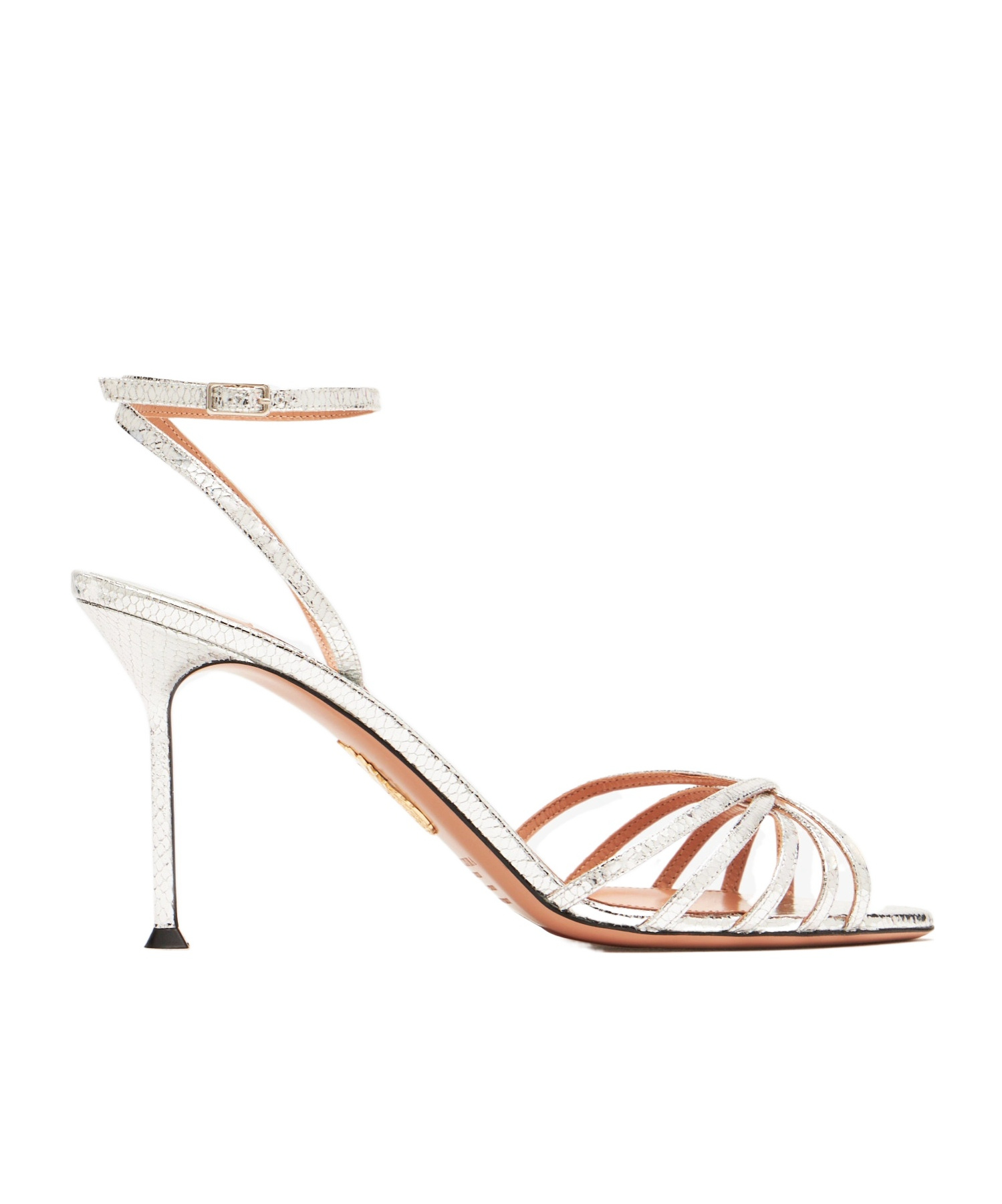 Aquazzura 85mm Leather Sandals In Metallic