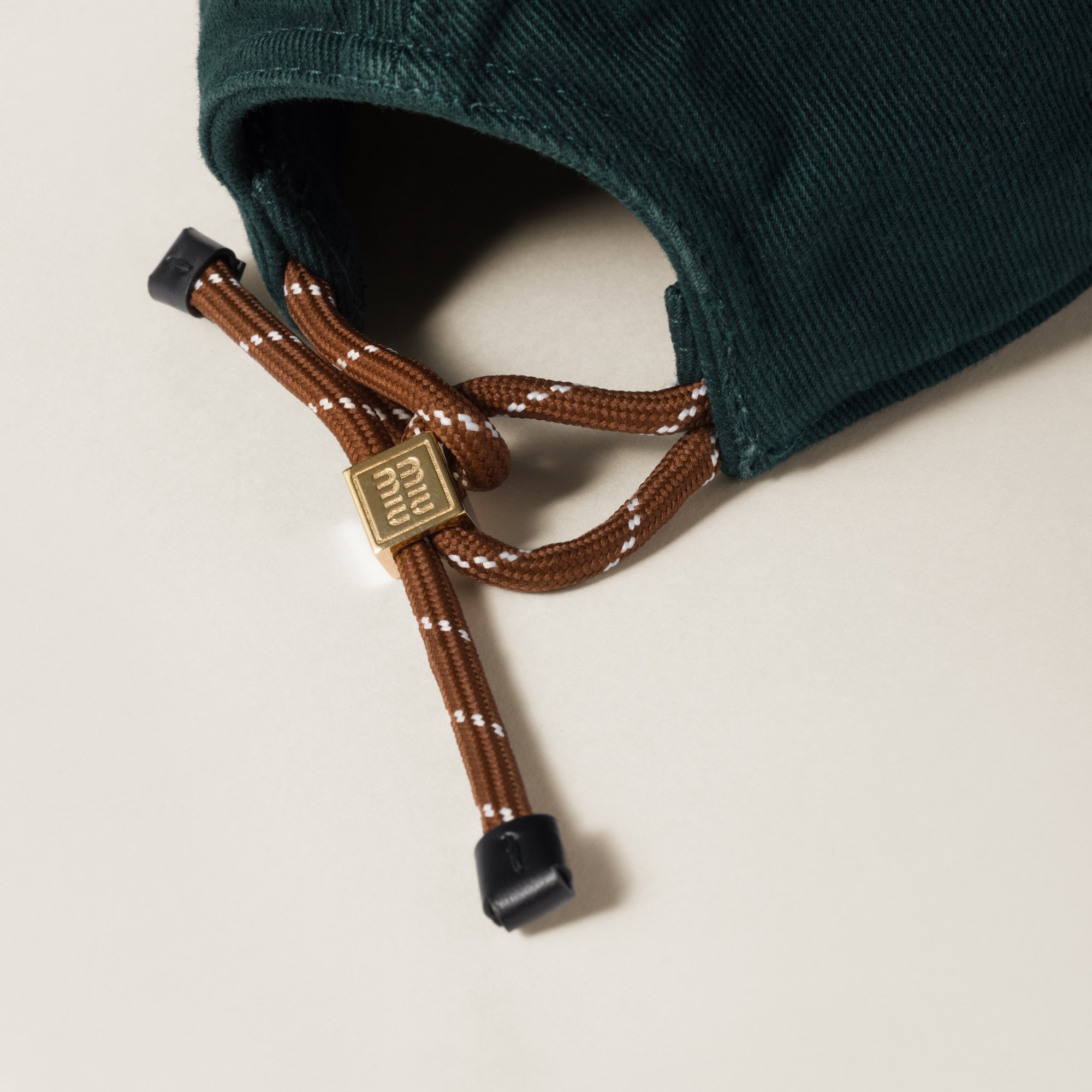 Miu Miu Denim Baseball Cap In Green