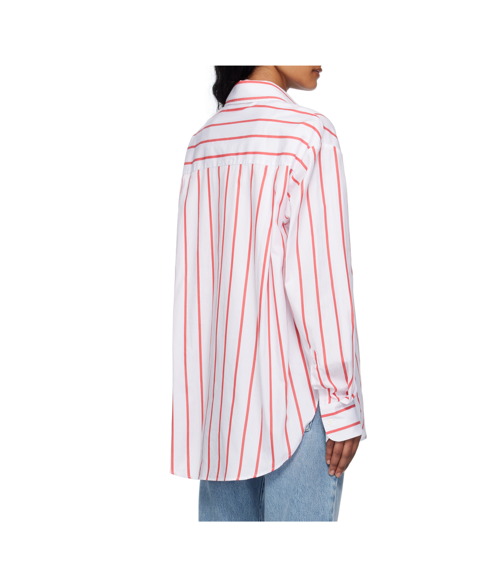 The Frankie Shop Lui Oversized Striped Cotton-poplin Shirt In White