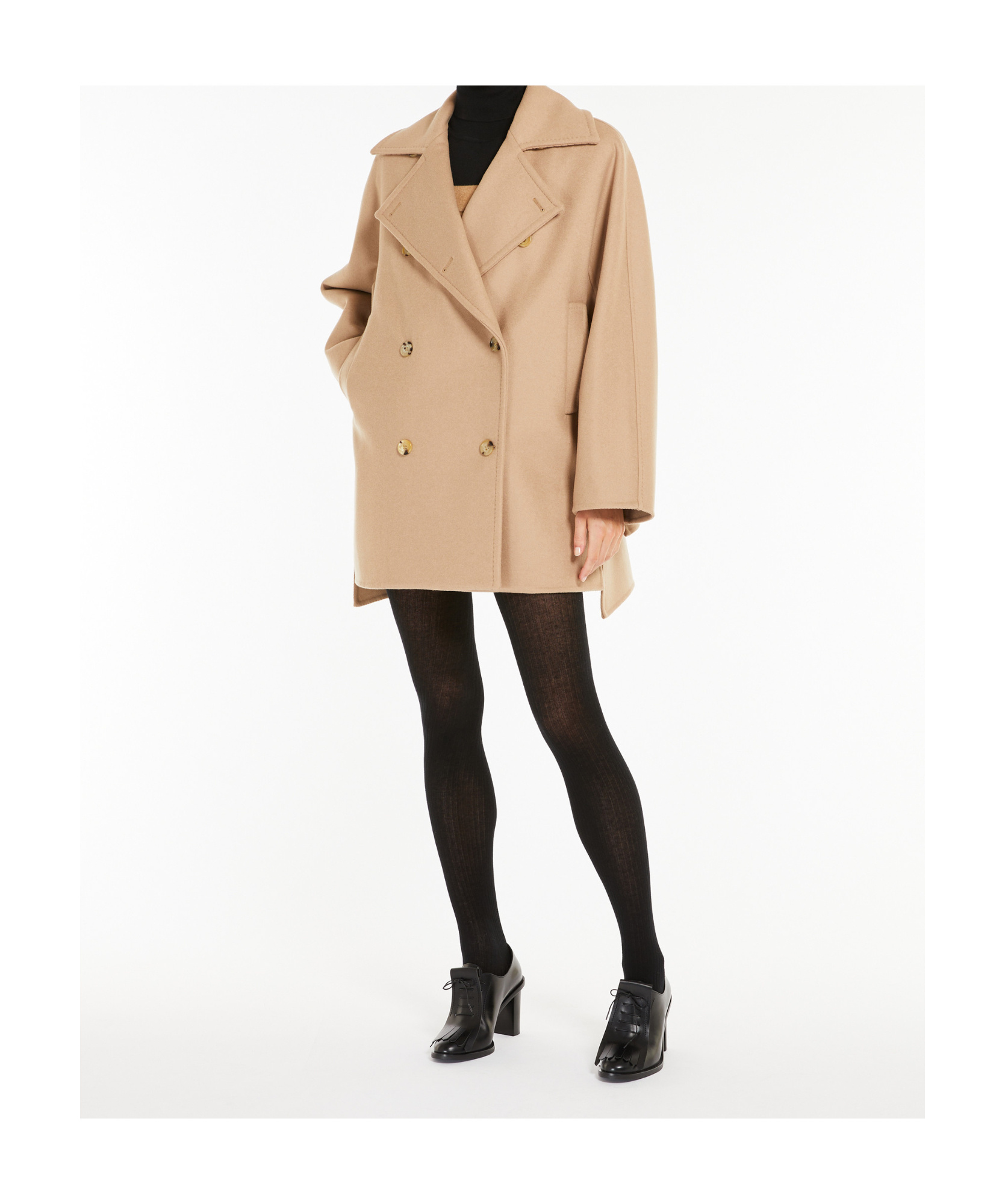 Max Mara Short Double-breasted Coat In Nude