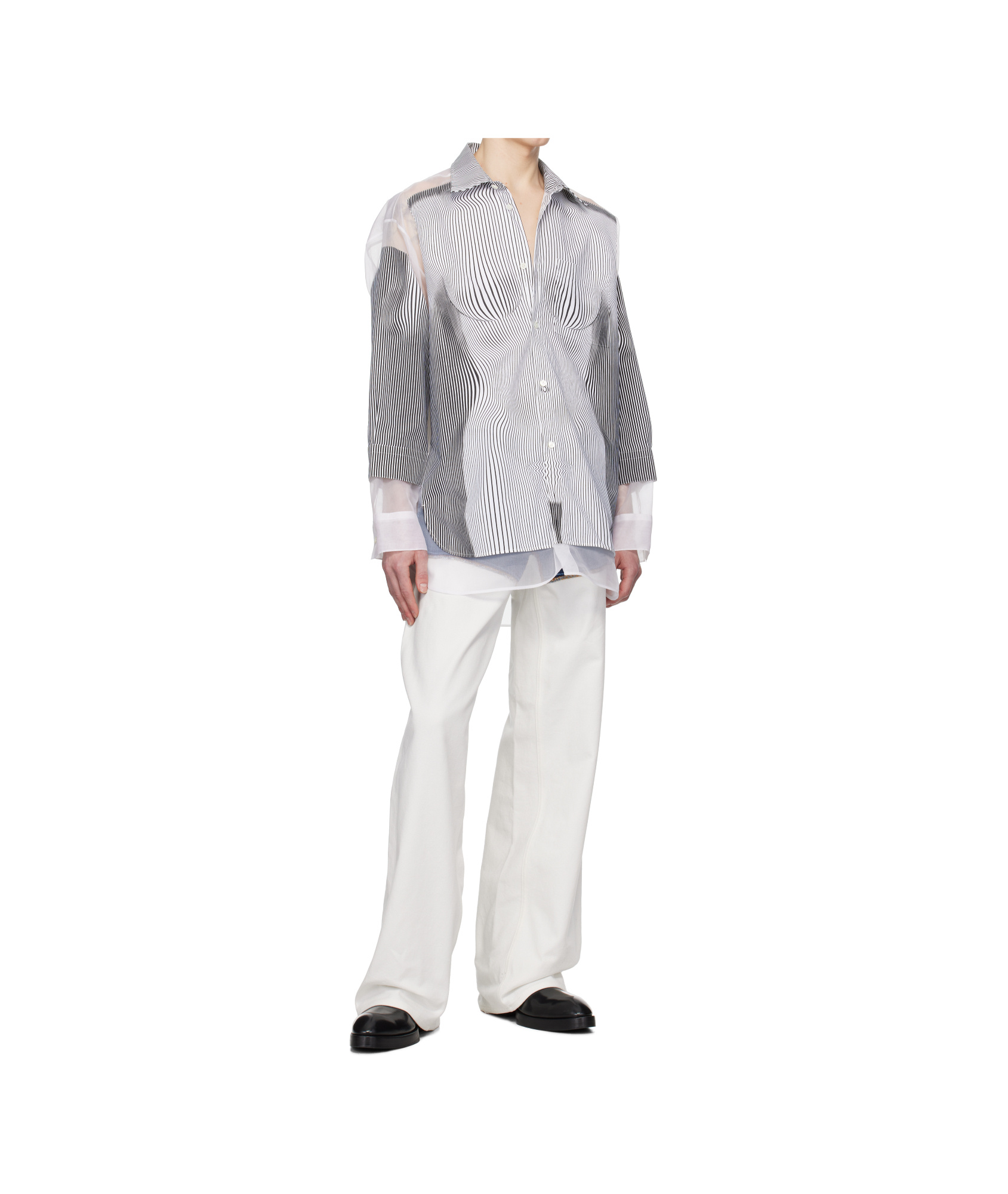 Jean Paul Gaultier Oversized Shirt In Printed Organza And Polyester In Multi