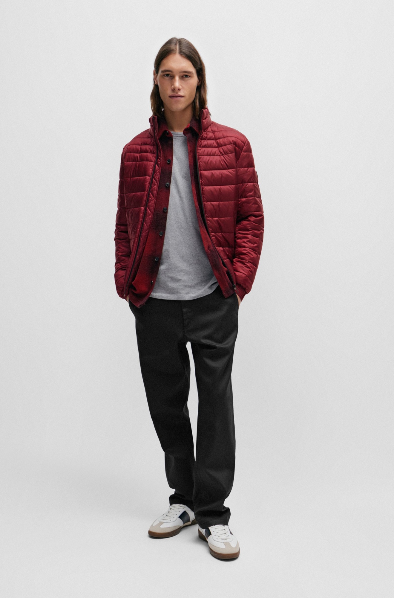Hugo Boss Lightweight Padded Jacket With Water-repellent Finish In Red