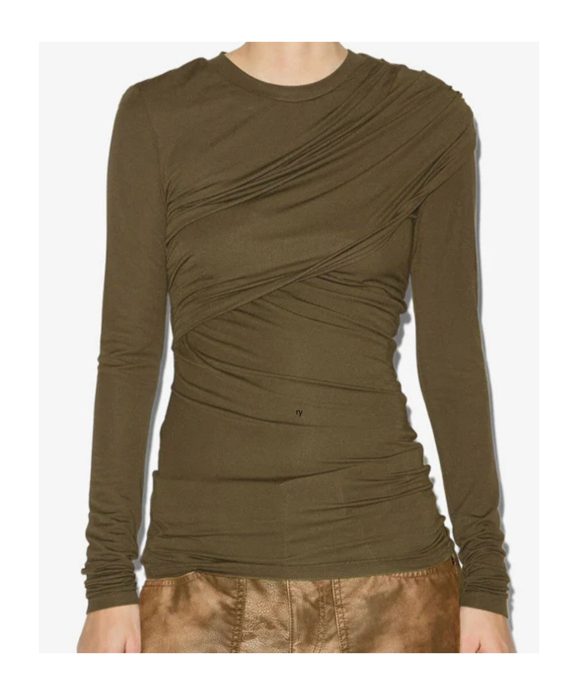 Isabel Marant Étoile Asymmetric Long Sleeve Draped T-shirt In Brown