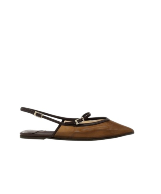 Shop Le Silla Morgana Slingback Flat Shoes In Brown